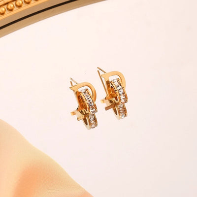 Jewelry Vacation Simple Style Commute Geometric 304 Stainless Steel Artificial Rhinestones 18K Gold Plated Plating Jewelry Set