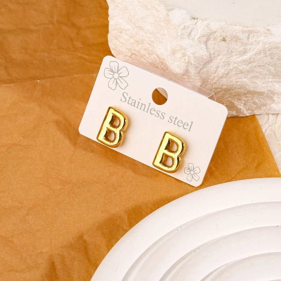 1 Pair Simple Style Classic Style Letter 304 Stainless Steel 18K Gold Plated Ear Studs