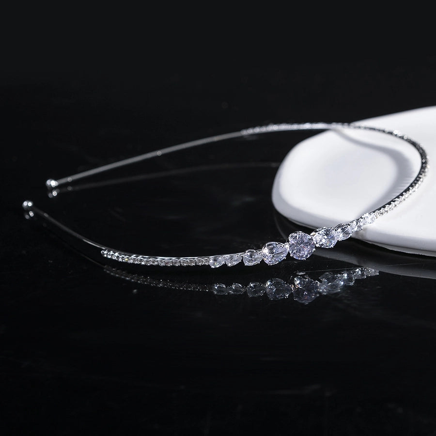 women's simple style waves flower bow knot metal inlay pearl zircon hair band