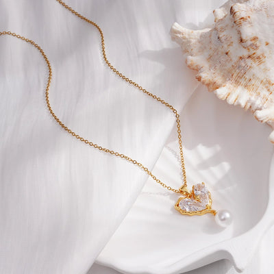 304 Stainless Steel Copper Heart Shape Pendant Necklace