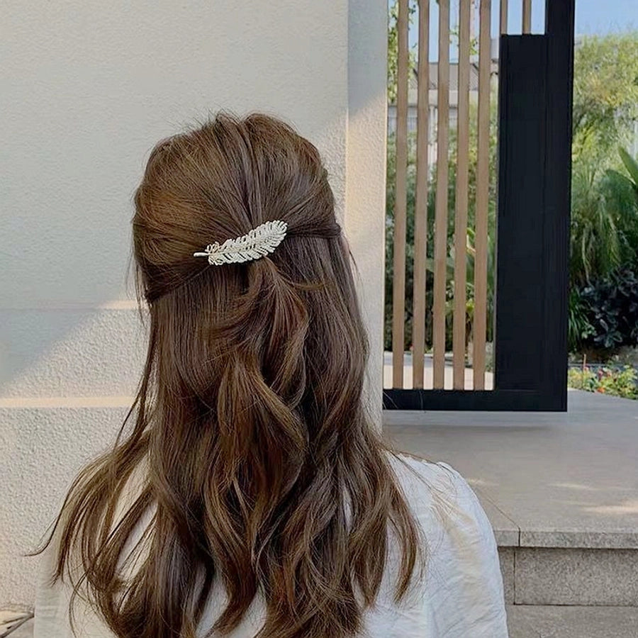 Women's Casual Simple Style Feather Alloy Inlay Rhinestones Hair Clip