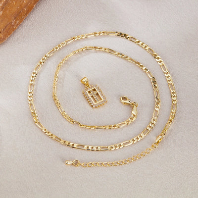 Jewelry French Style Simple Style Cross Copper 14K Gold Plated Pendant Necklace