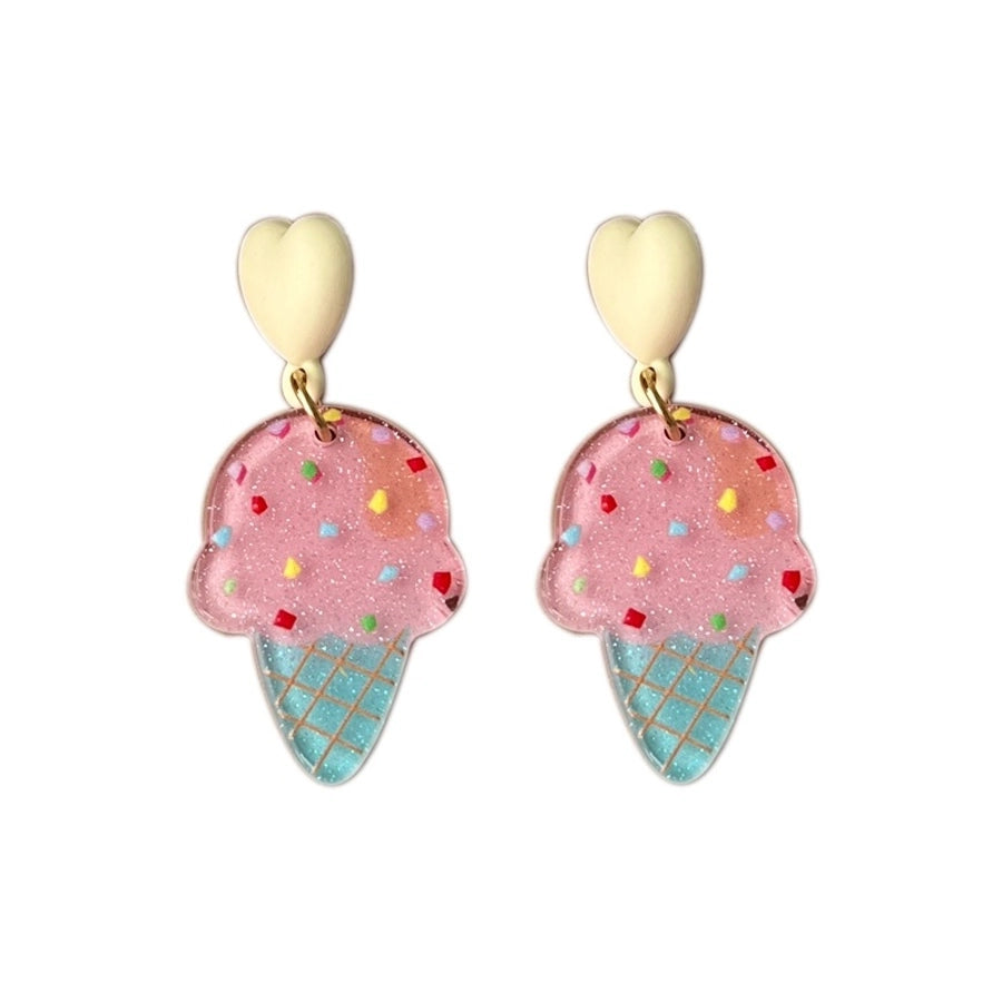 new fashion summer ice cream girly cute earrings niche pink ice cream fun acrylic ear clip