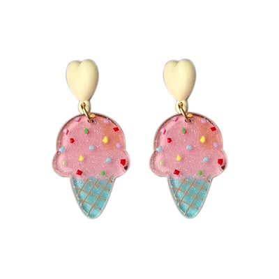 new fashion summer ice cream girly cute earrings niche pink ice cream fun acrylic ear clip
