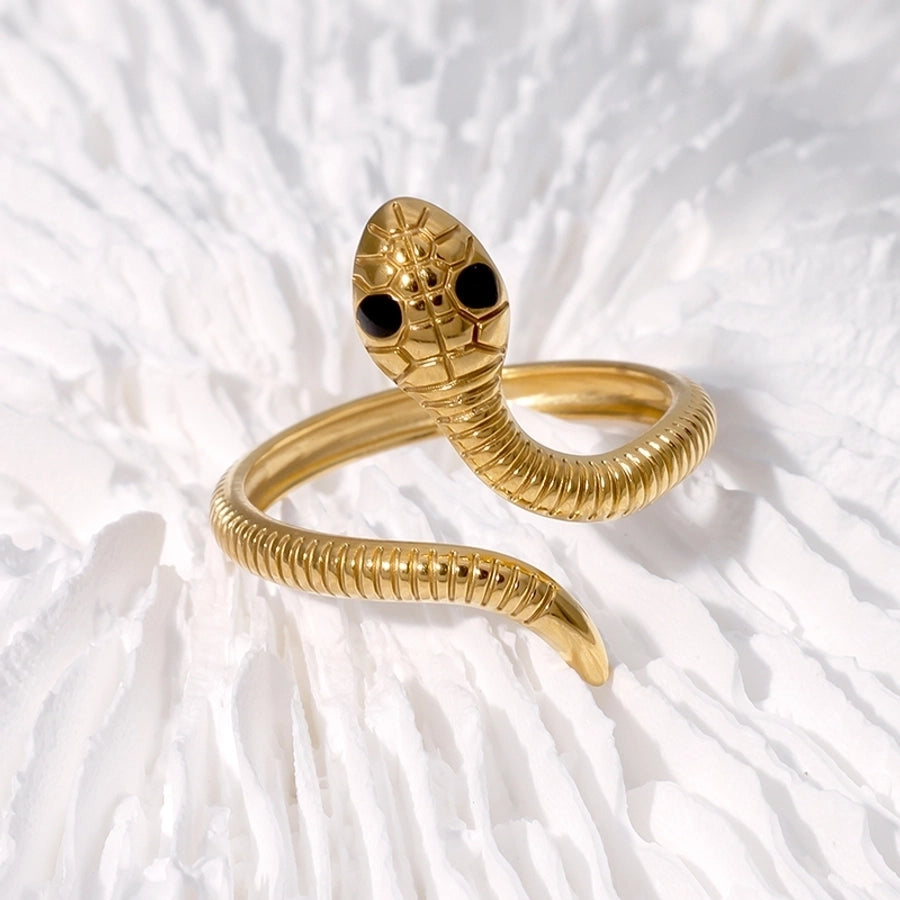 Jewelry Modern Style Simple Style Cool Style Snake 304 Stainless Steel 18K Gold Plated Enamel Stainless Steel Rings