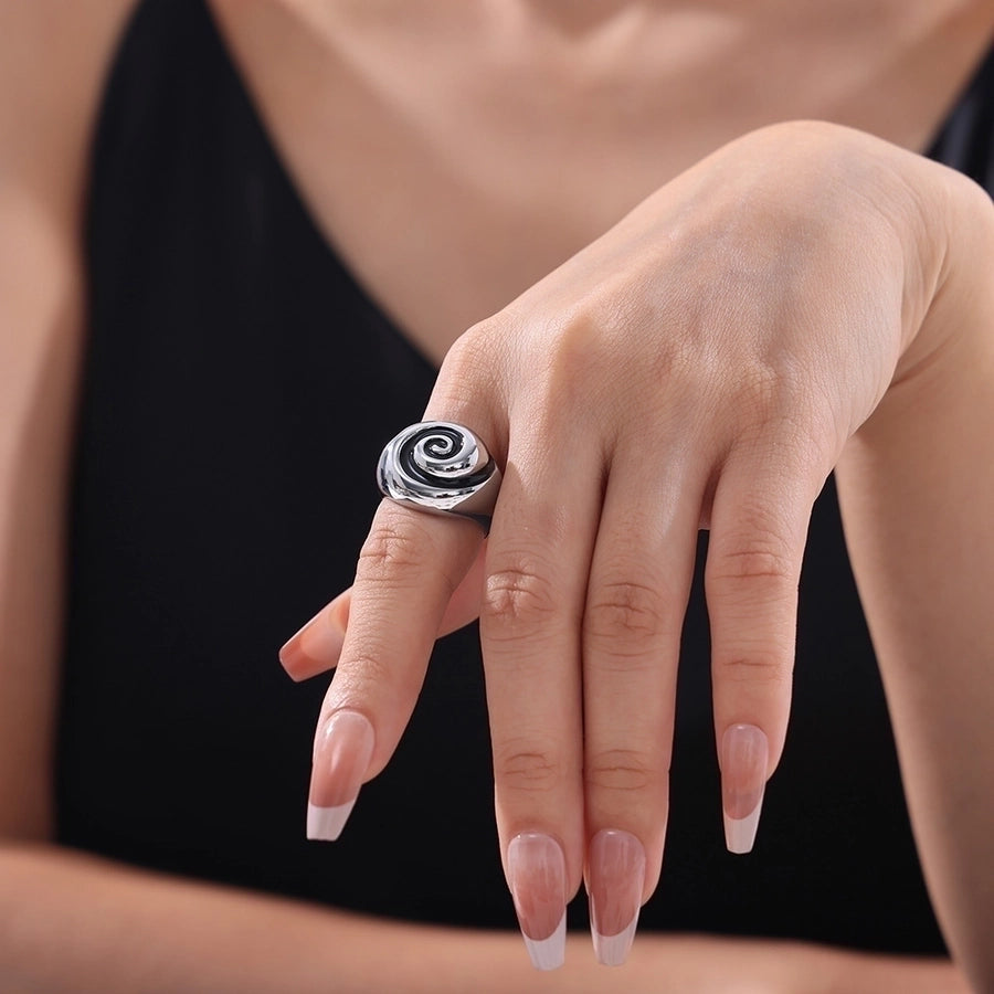 Jewelry Casual Exaggerated Circle Titanium Steel Enamel Rings