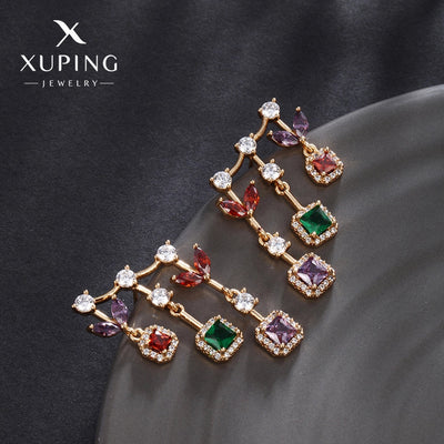 1 Pair Glam Luxurious Geometric Plating Copper Artificial Gemstones 18K Gold Plated Drop Earrings