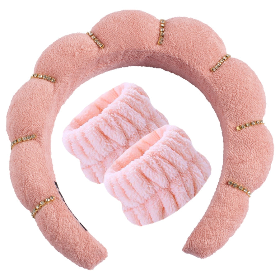 simple style color block towel velvet hair band