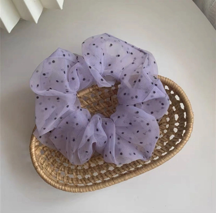 casual simple style polka dots gauze printing hair tie