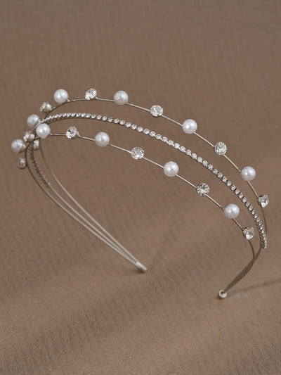 simple style geometric rhinestone plating hair band