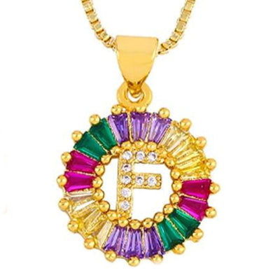 Copper 18K Gold Plated Plating Inlay Letter Zircon Pendant Necklace