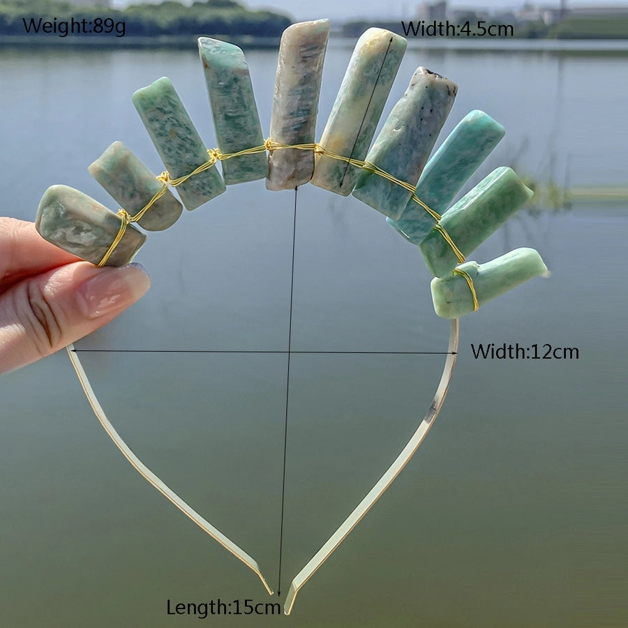 Women's Vacation Ethnic Style Geometric Alloy natural stone Knitting Hair Band