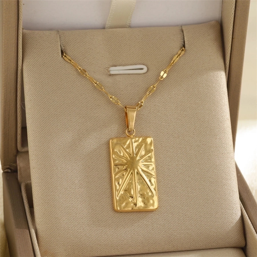 Jewelry Simple Style Classic Style Sun Heart Shape Bow Knot 201 Stainless Steel 304 Stainless Steel Rhinestones Shell Zircon 18K Gold Plated Inlay Pendant Necklace