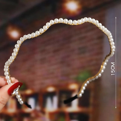 women's fashion waves alloy inlay artificial pearls headwear