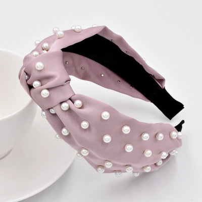 new full pearl headband fabric knotted solid color headband fashion hair accessories