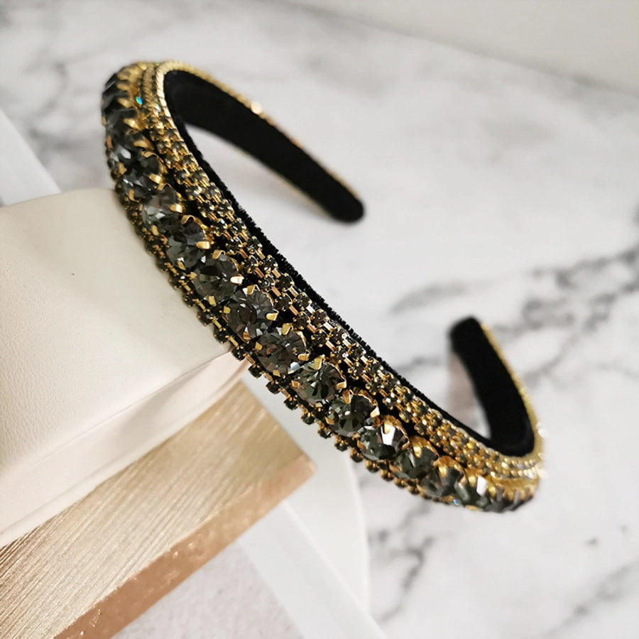 women's baroque style solid color rhinestone inlay hair band