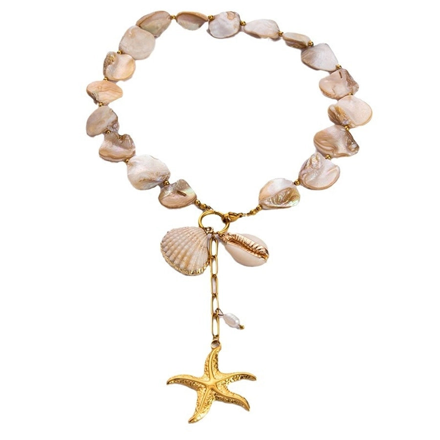 Jewelry Beach Modern Style Sun Scallop Starfish 304 Stainless Steel Shell Plating Bracelets Necklace