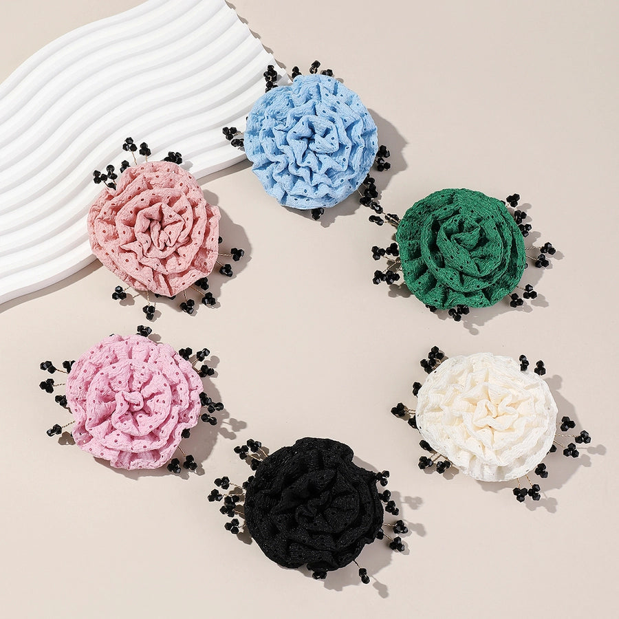 Women's Sweet Solid Color Flower Cloth Flowers Hair Clip