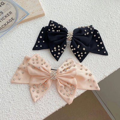 women's elegant fashion bow knot cloth headwear artificial rhinestones hair clip