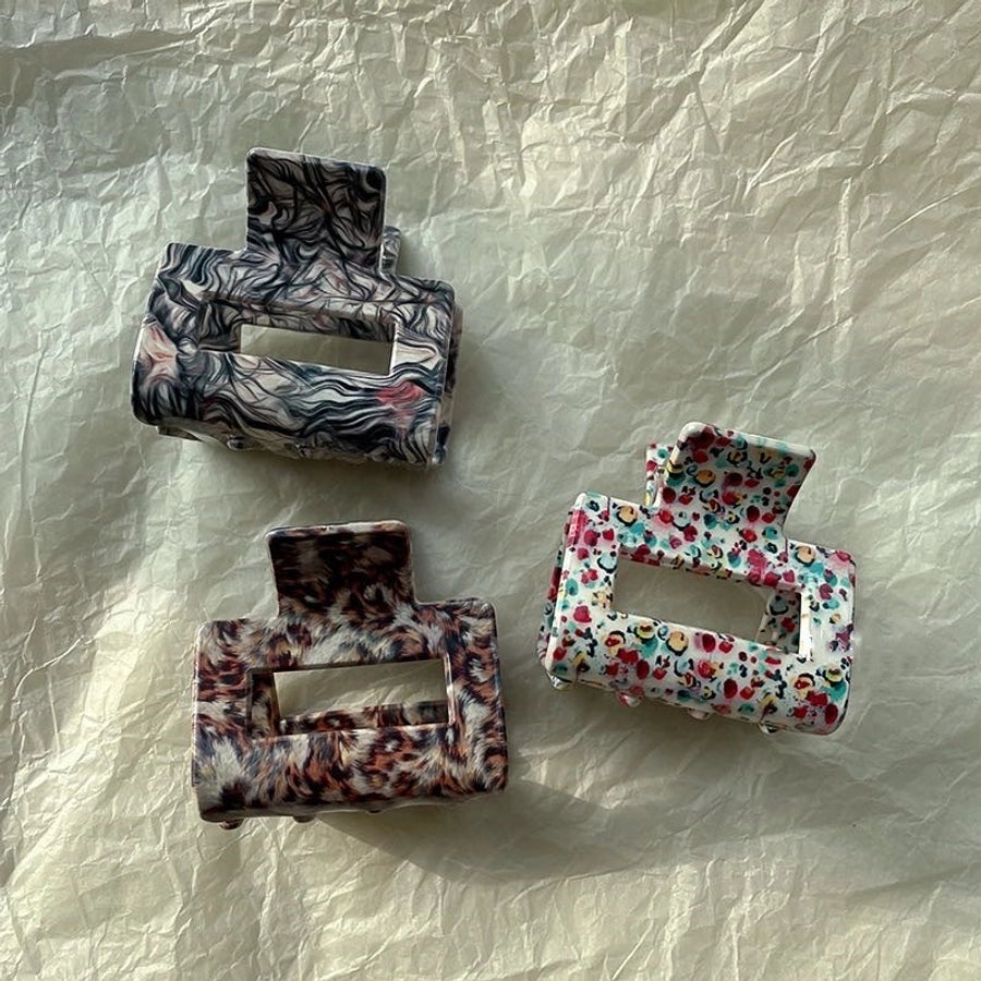 retro square acetic acid sheets hair claws