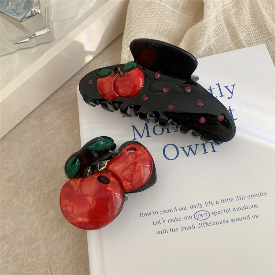 Women's Korean Style Pumpkin Color Block Cherry Acetic acid sheets Hair Claws