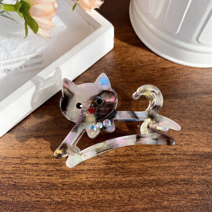 New Cute Cat Acetate Hollow out Grip Sweet Gentle and  Elegant Hair Clip Personalized Hair Accessories Headdress for Women