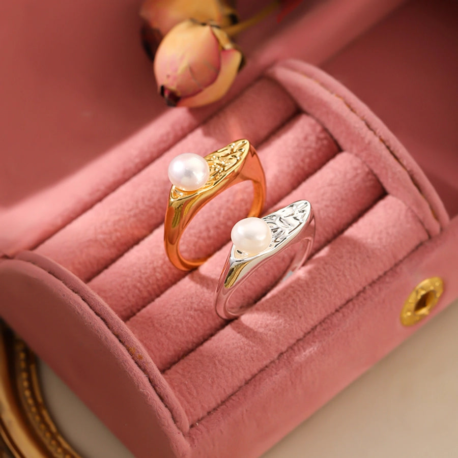 Jewelry Elegant Pearl Freshwater Pearl Copper Freshwater Pearl 18K Gold Plated Palladium White K Open Rings