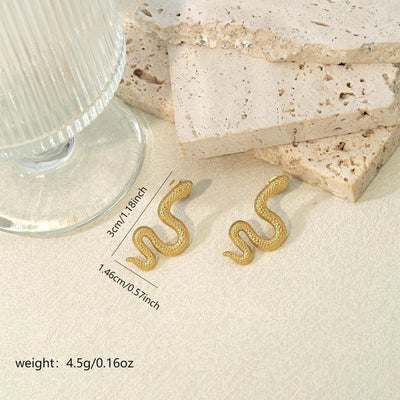 1 Pair Hip-Hop Exaggerated Sexy Snake 304 Stainless Steel K Gold Plated Ear Studs