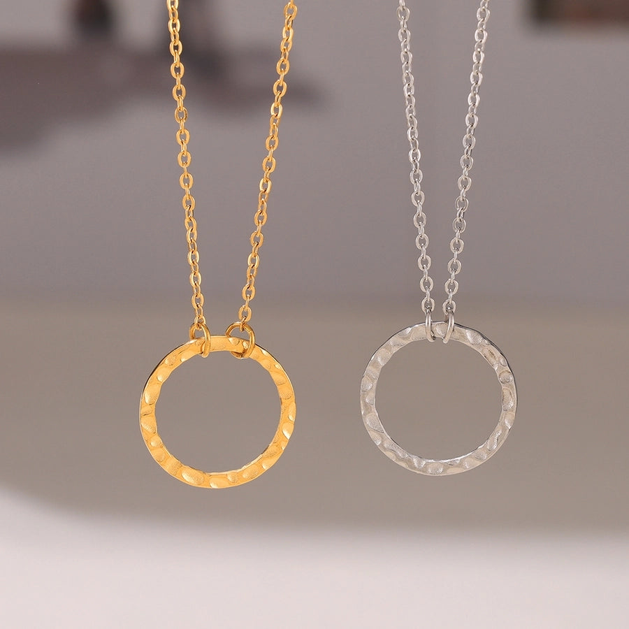 Jewelry Exaggerated Vacation Simple Style Circle Titanium Steel Pendant Necklace Necklace