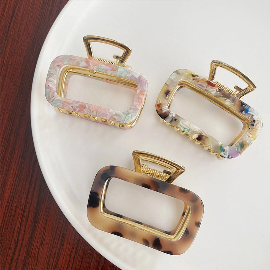 women's simple style solid color alloy plating hair claws