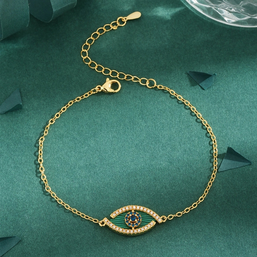 Jewelry Elegant Retro Geometric Copper Zircon 18K Gold Plated Bracelets