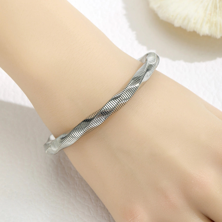 Simple Style Solid Color 304 Stainless Steel Bangle In Bulk
