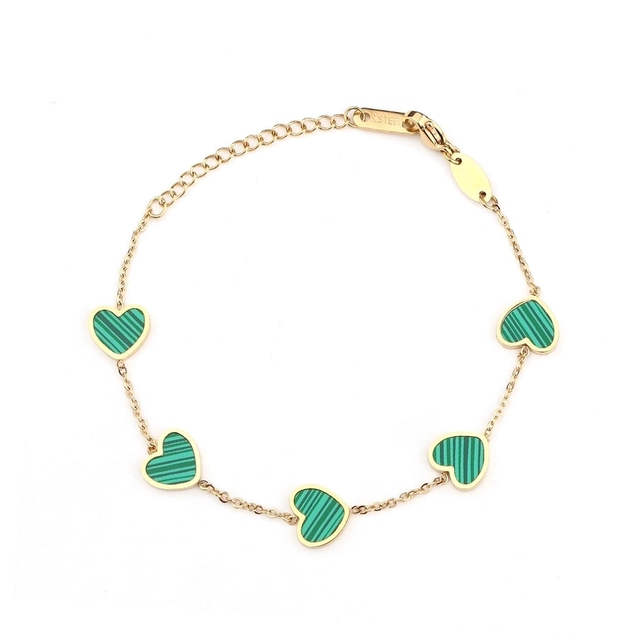 Cute Heart Shape 304 Stainless Steel 18K Gold Plated Acrylic cable chain Bracelets In Bulk