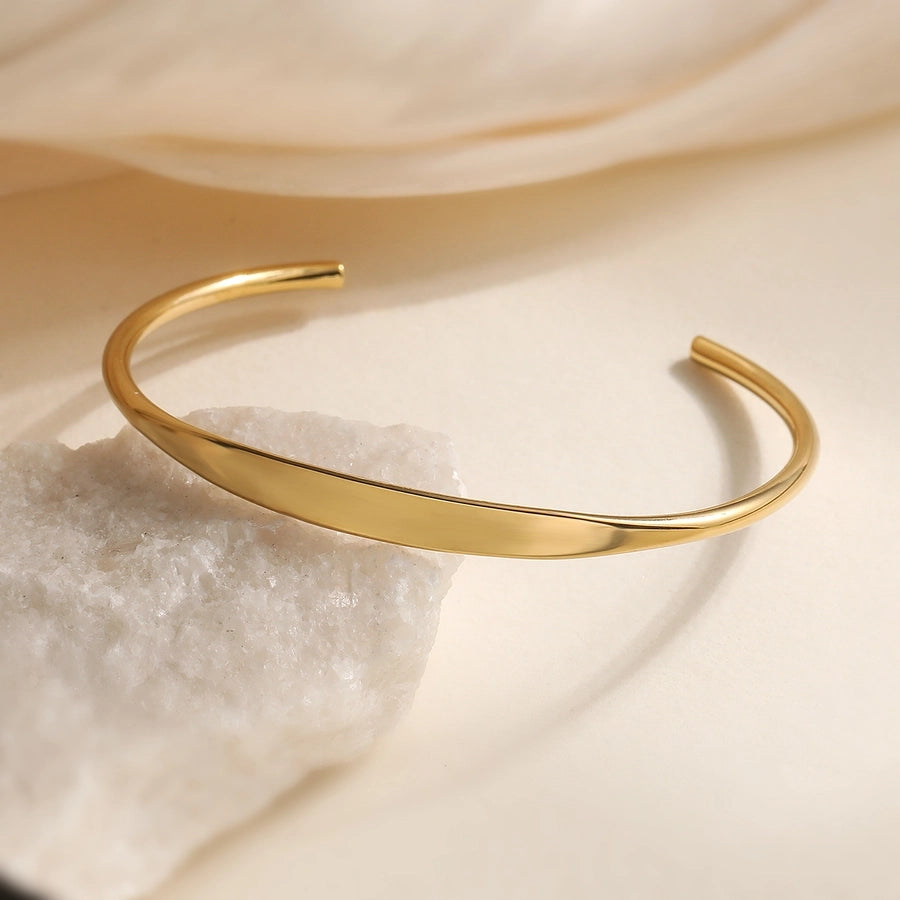 Retro Simple Style Commute Geometric 304 Stainless Steel Cuff Bracelets In Bulk