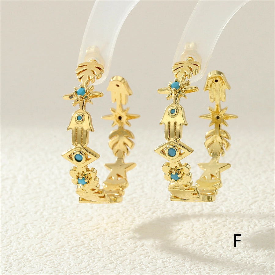 1 Pair IG Style Exaggerated Streetwear Devil's Eye  Inlay Copper Zircon 18K Gold Plated Ear Studs