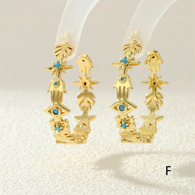 1 Pair IG Style Exaggerated Streetwear Devil's Eye  Inlay Copper Zircon 18K Gold Plated Ear Studs