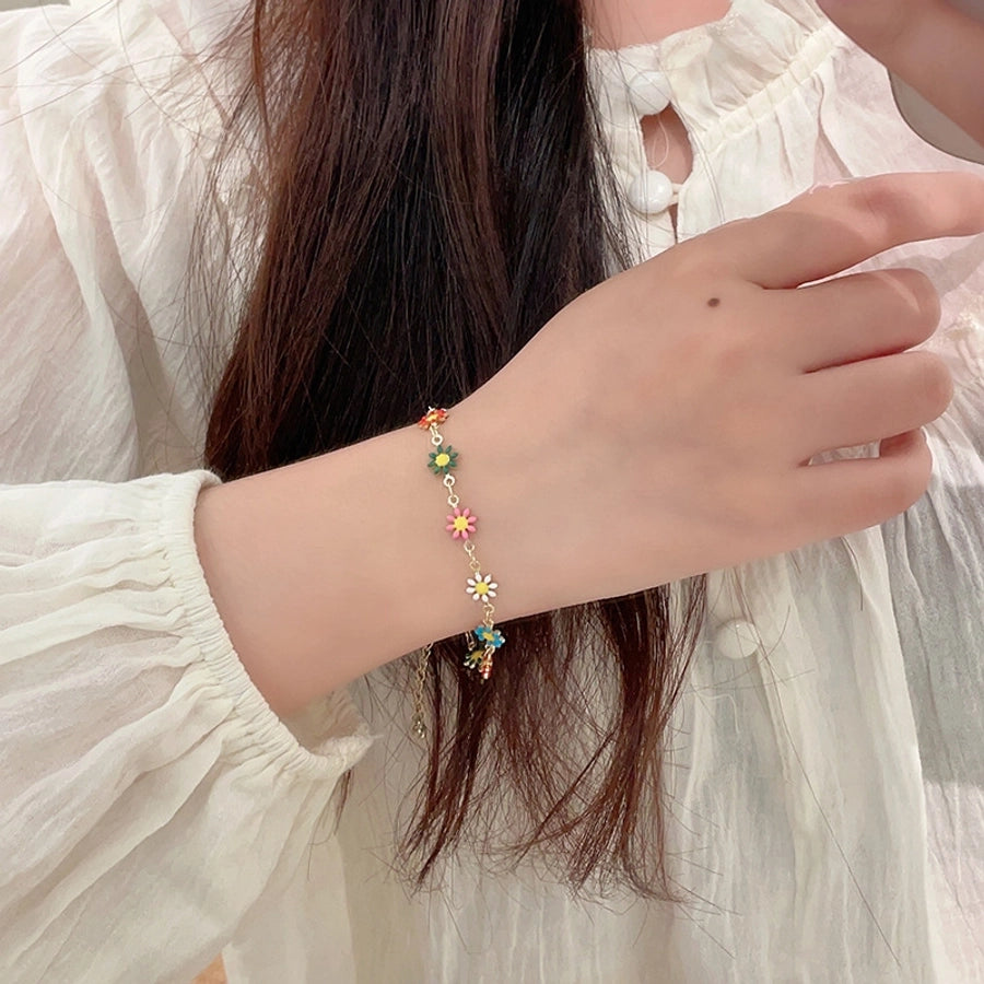 Copper Enamel Daisy Bracelets