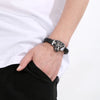Business Lion's head Wolf Head Skull 304 Stainless Steel Leather 18K Gold Plated Men's Bracelets