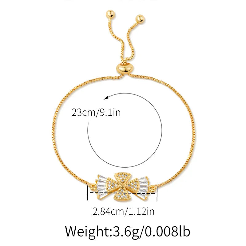 Copper box chain 18K Gold Plated Inlay Butterfly Zircon Bracelets