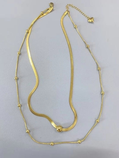 Jewelry French Style Sweet Commute Solid Color 304 Stainless Steel 18K Gold Plated Double Layer Necklaces