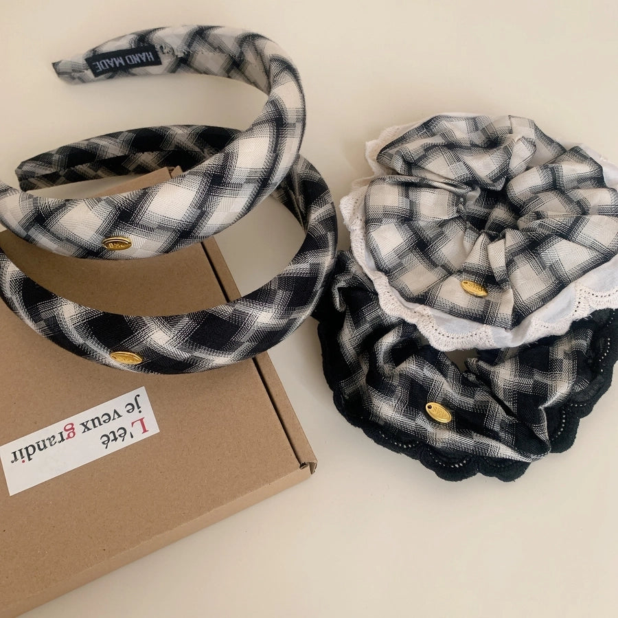 Women's Simple Style Commute Checkered Cloth Hair Tie