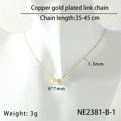 Jewelry Lady Simple Style Geometric Copper Zircon Necklace