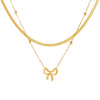 Jewelry Vintage Style Sweet Bow Knot 304 Stainless Steel Double Layer Necklaces
