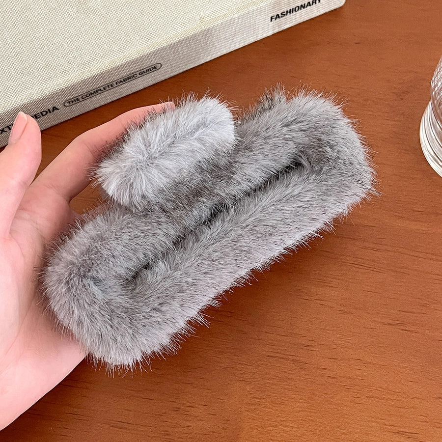 Korean Style Large Mink Fur Grip Women's New Autumn and Winter Hair Volume Shark  Former Red Hot Design Niche Barrettes