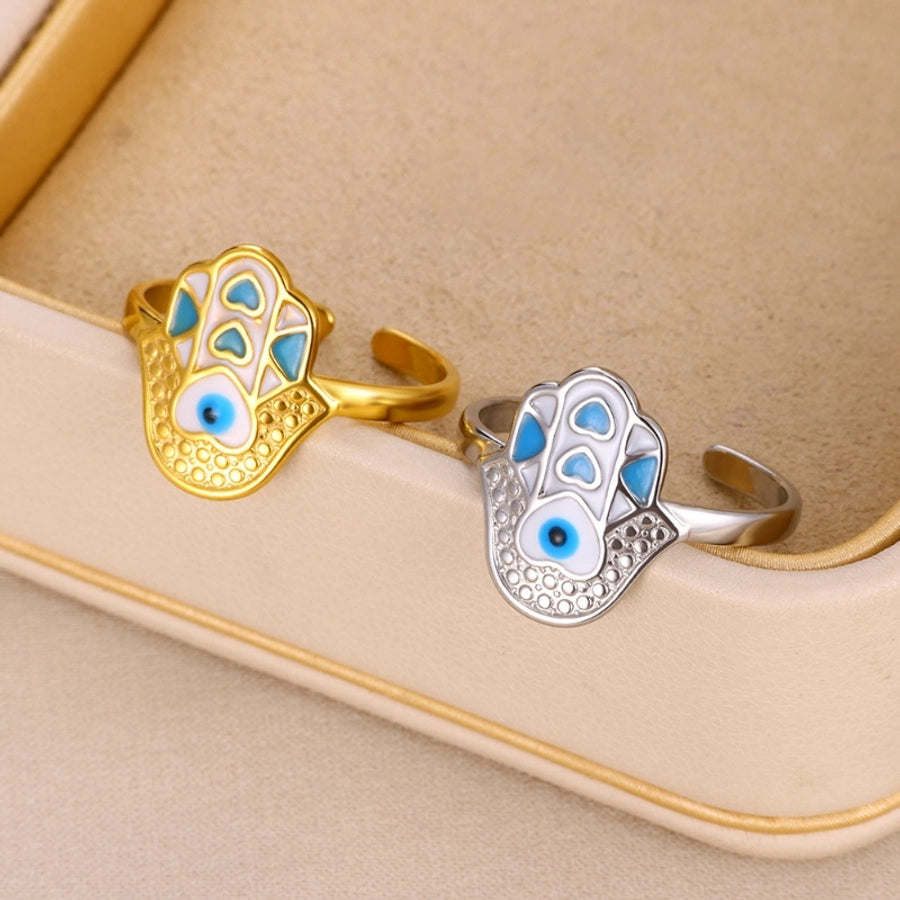 Jewelry Classical Funny Romantic Palm Eye 304 Stainless Steel Enamel Stainless Steel Rings
