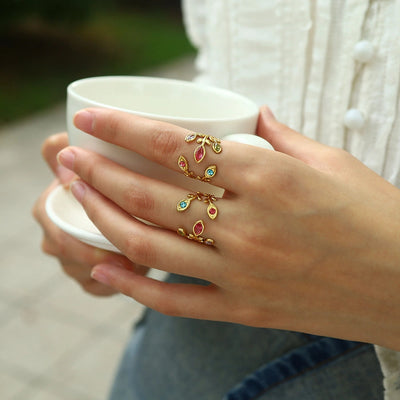 Jewelry IG Style Vacation French Style Geometric 304 Stainless Steel Zircon 18K Gold Plated Open Rings