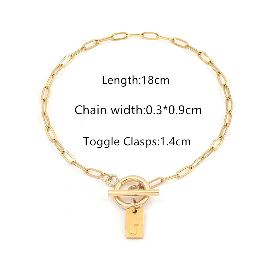 Elegant Simple Style Classic Style Letter Rectangle 201 Stainless Steel 304 Stainless Steel Bracelets In Bulk