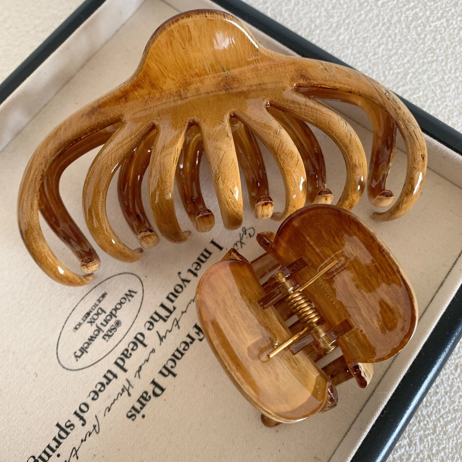 retro solid color hollow out hair claws