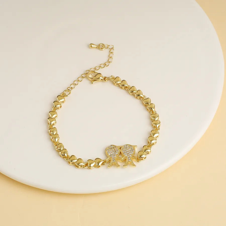 Copper Beaded Chain Plating Cartoon Character Bracelets