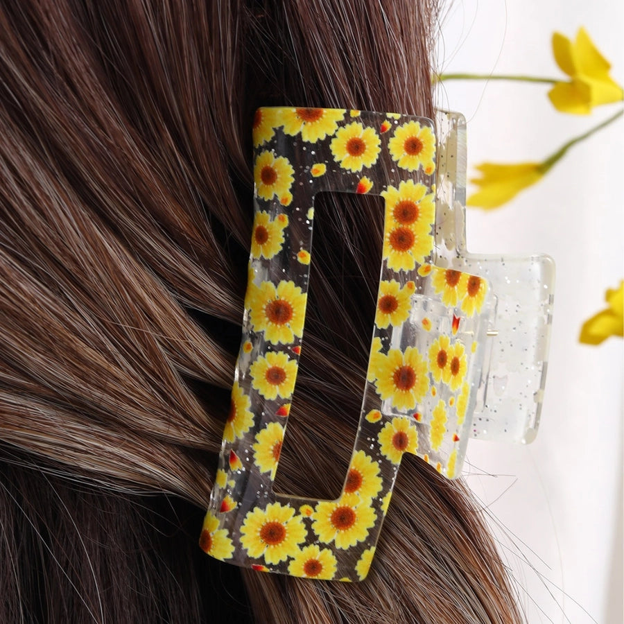 Women's Simple Style Sunflower Acetic acid sheets Hair Claws